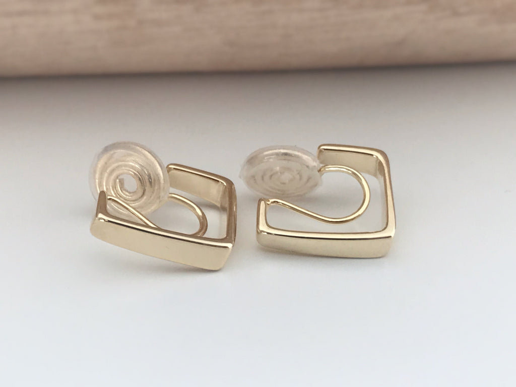 SANS DOULEUR ! Boucles d'oreilles CLIPS U spirale Rectangle couleur or. Clips d'oreilles confortable Boucles Délicates