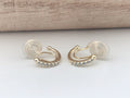SANS DOULEUR ! Boucles d'oreilles CLIPS U spirale Demi-cercle Mini Pierres Zircon Rond plaqué d'Or. Clips d'oreilles confortable.