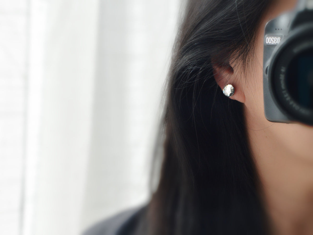 Boucles d'oreilles CLIPS invisible Cristal Rond Dôme facettes Cristaux PureCristal, Clips d'Oreille cristal transparent, Bijoux Minimaliste.
