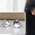 Boucles d'oreilles CLIPS invisible Cristal Rond Dôme facettes Cristaux PureCristal, Clips d'Oreille cristal transparent, Bijoux Minimaliste.