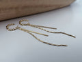 Clips d'oreilles torsadé avec longue chaine et barre couleur Argent/ Or pour oreilles non percées. clips d'oreilles confortable