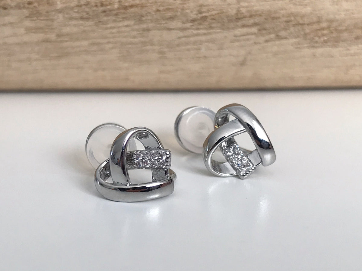 SANS DOULEUR ! Boucles d'oreilles CLIPS U Coeur strass couleur or / argent. Clips d'oreilles confortable Boucles Délicates