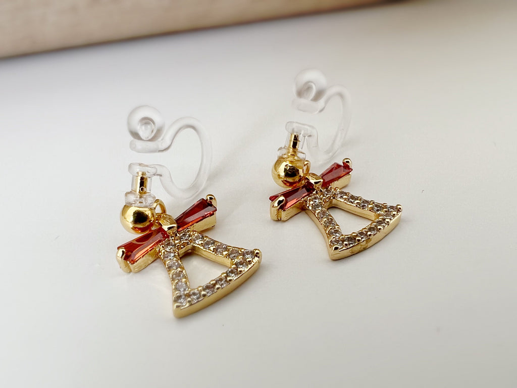 Christmas small Sock and Bell Clips Invisible bow tie red Zircon mini rhinestones, Comfortable Clips. Christmas Gifts Ready to offer