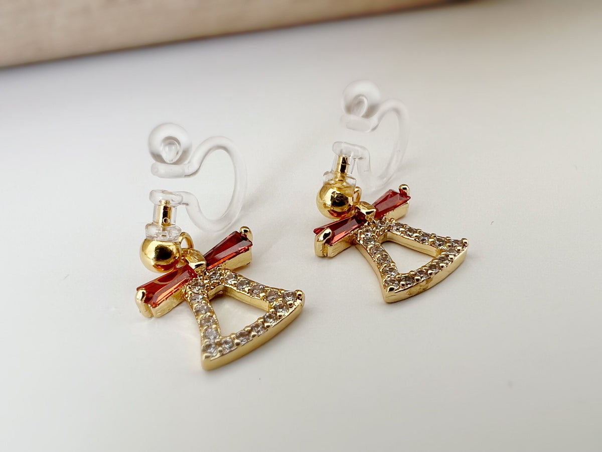 Christmas small Sock and Bell Clips Invisible bow tie red Zircon mini rhinestones, Comfortable Clips. Christmas Gifts Ready to offer