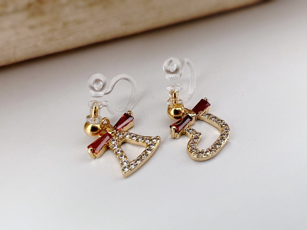 Christmas small Sock and Bell Clips Invisible bow tie red Zircon mini rhinestones, Comfortable Clips. Christmas Gifts Ready to offer