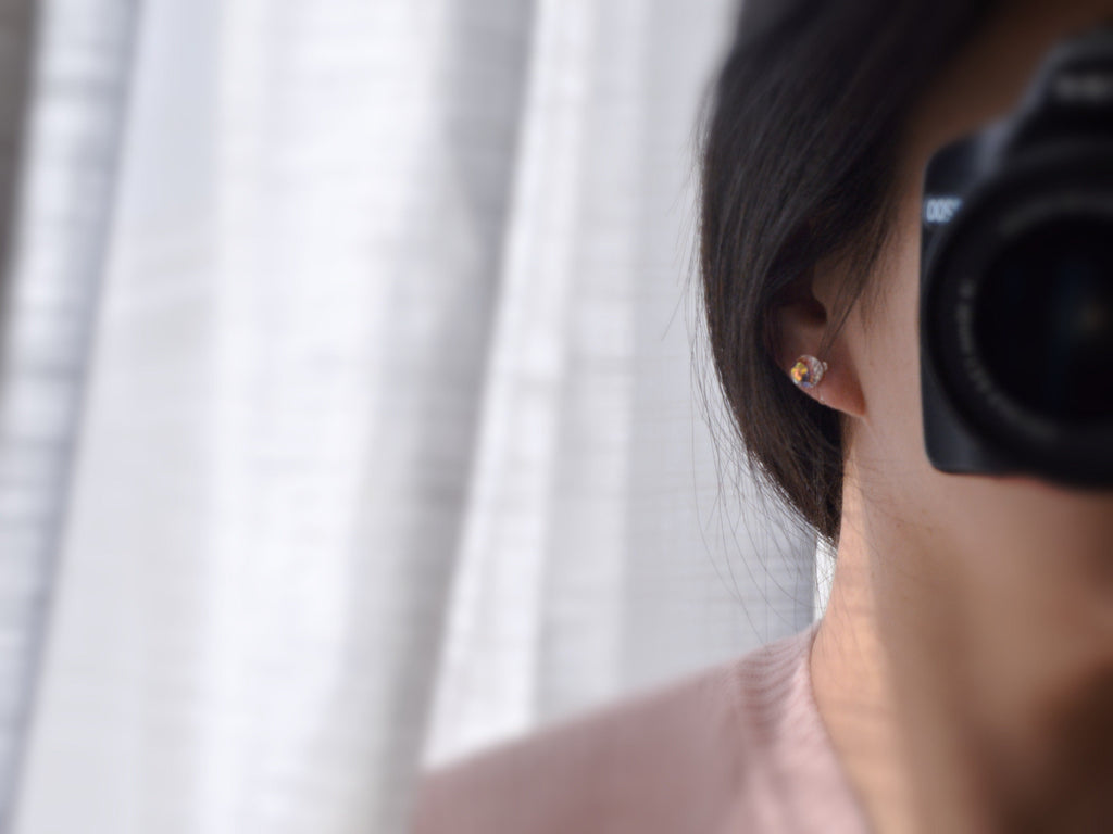 CLIPS earrings invisible Round Crystal faceted PureCrystal Crystals, Minimalist AB Symphony transparent crystal ear clips.