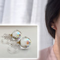 CLIPS earrings invisible Round Crystal faceted PureCrystal Crystals, Minimalist AB Symphony transparent crystal ear clips.