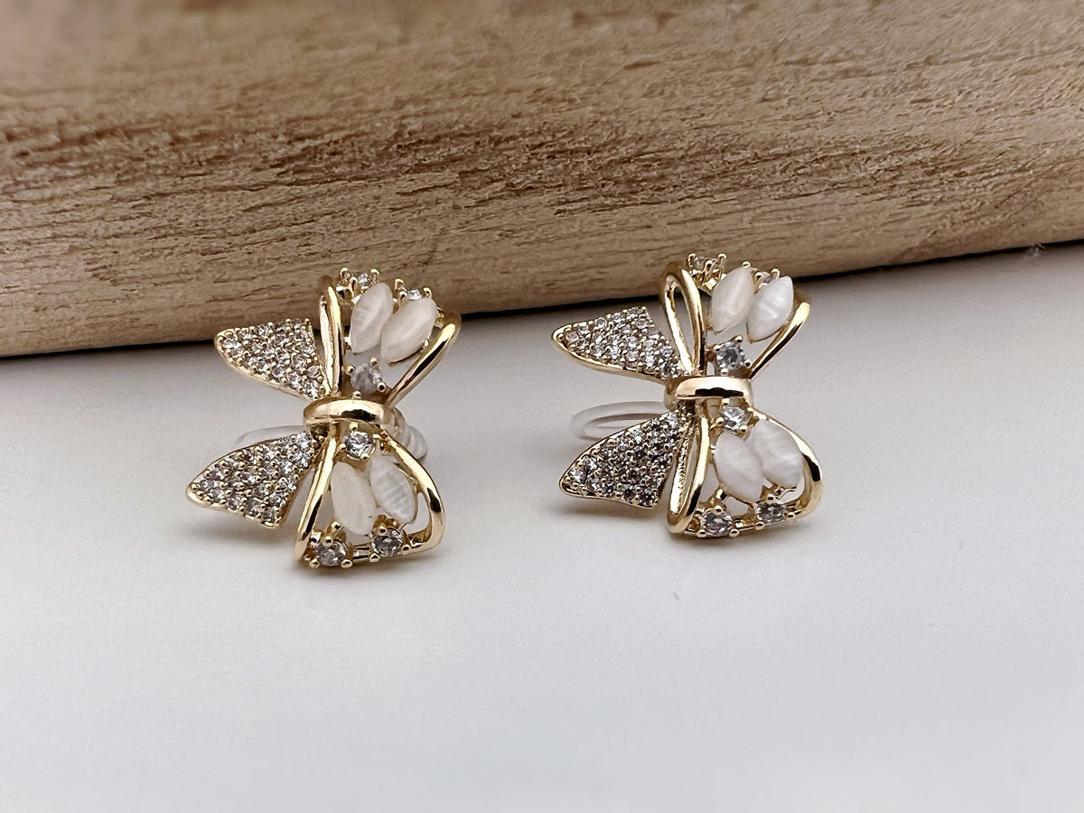 Noeud papillon sweet zircon Clips Invisible couleur or, Clips confortable discret délicat. Cadeaux Prêt à offrir
