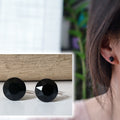 Boucles d'oreilles Clips invisible Rond JET Noire Cristaux PureCrystal Clips d'Oreille Petit Rond Noir, Bijoux Minimaliste