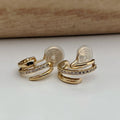 SANS DOULEUR ! Boucles d'oreilles CLIPS U spirale Triple cercles anneaux zircon. Clips d'oreilles confortable Délicates plaqué d'or 18K