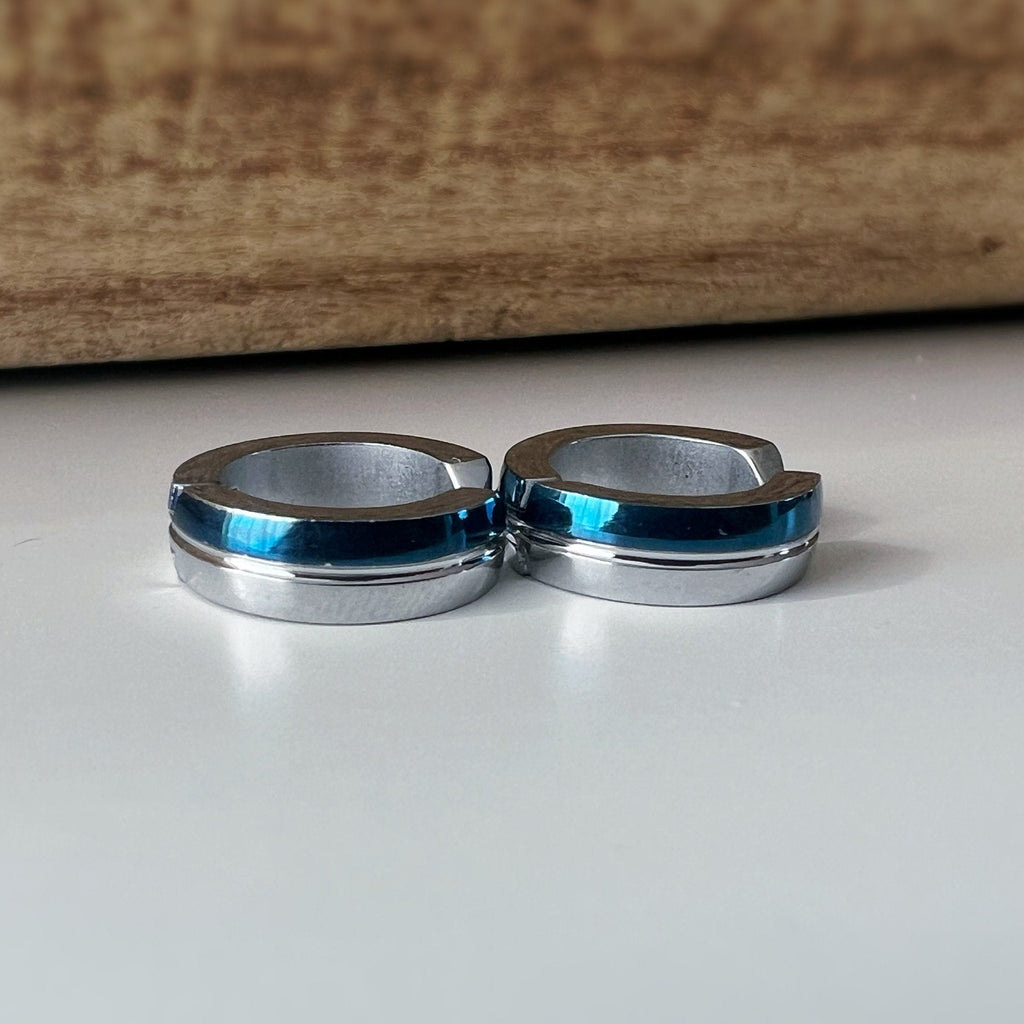 Rock CLIPS CLAMP earrings rings Silver Gold/Silver Black/Silver Blue Non-pierced ears. Daily Jewelry Men Women