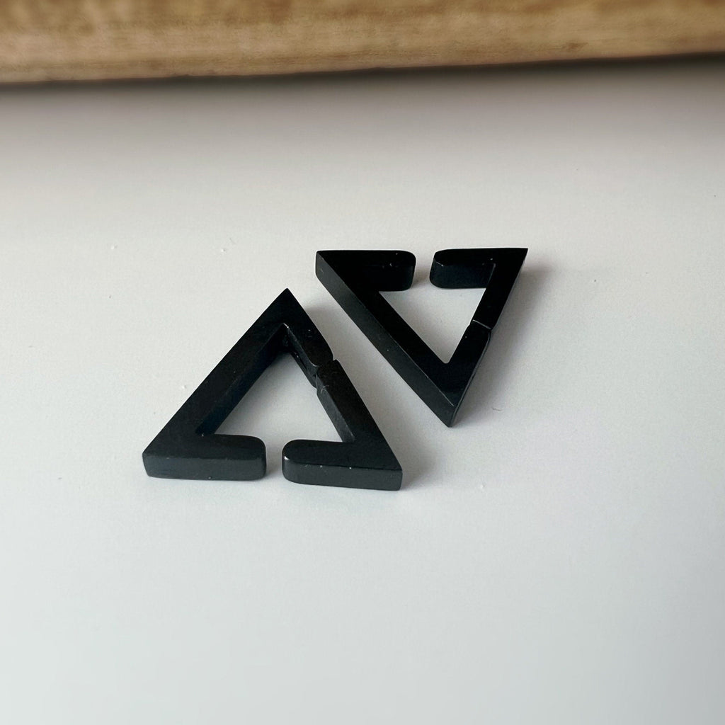 Boucles d'oreilles Rock CLIPS CLAMP anneaux Triangle Argent / Or/ Noir/ Bleu Clips pour Oreilles Non Percées Bijoux quotidiens hommes femmes
