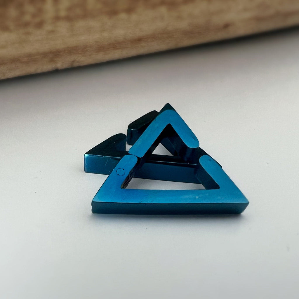 Boucles d'oreilles Rock CLIPS CLAMP anneaux Triangle Argent / Or/ Noir/ Bleu Clips pour Oreilles Non Percées Bijoux quotidiens hommes femmes