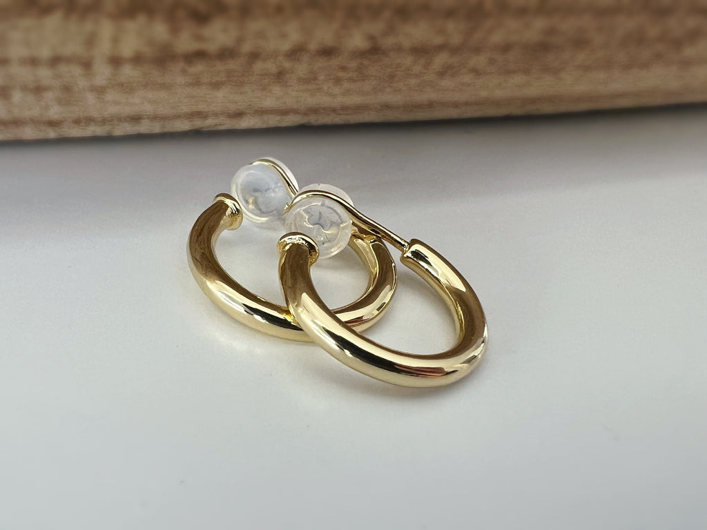 SANS DOULEUR ! Boucles d'oreilles U spirale Cercle couleur Argent/ Plaqué d'or 18K / Plaqué d'or 14K. Clips d'oreilles confortable Délicates