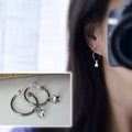 ÉTOILE Invisible Clip Earrings, Star Hoop Rings 25mm, CLIPS Creole silver color. Discreet Delicate. Comfortable.