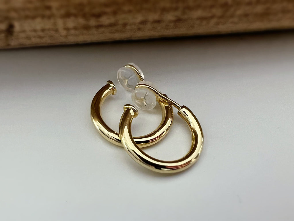 SANS DOULEUR ! Boucles d'oreilles U spirale Cercle couleur Argent/ Plaqué d'or 18K / Plaqué d'or 14K. Clips d'oreilles confortable Délicates