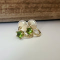 SANS DOULEUR ! Boucles d'oreilles CLIPS U spirale Cercle torsadé Pierre Zircon Rond Vert citron. Plaqué d'Or. Clips d'oreilles confortable