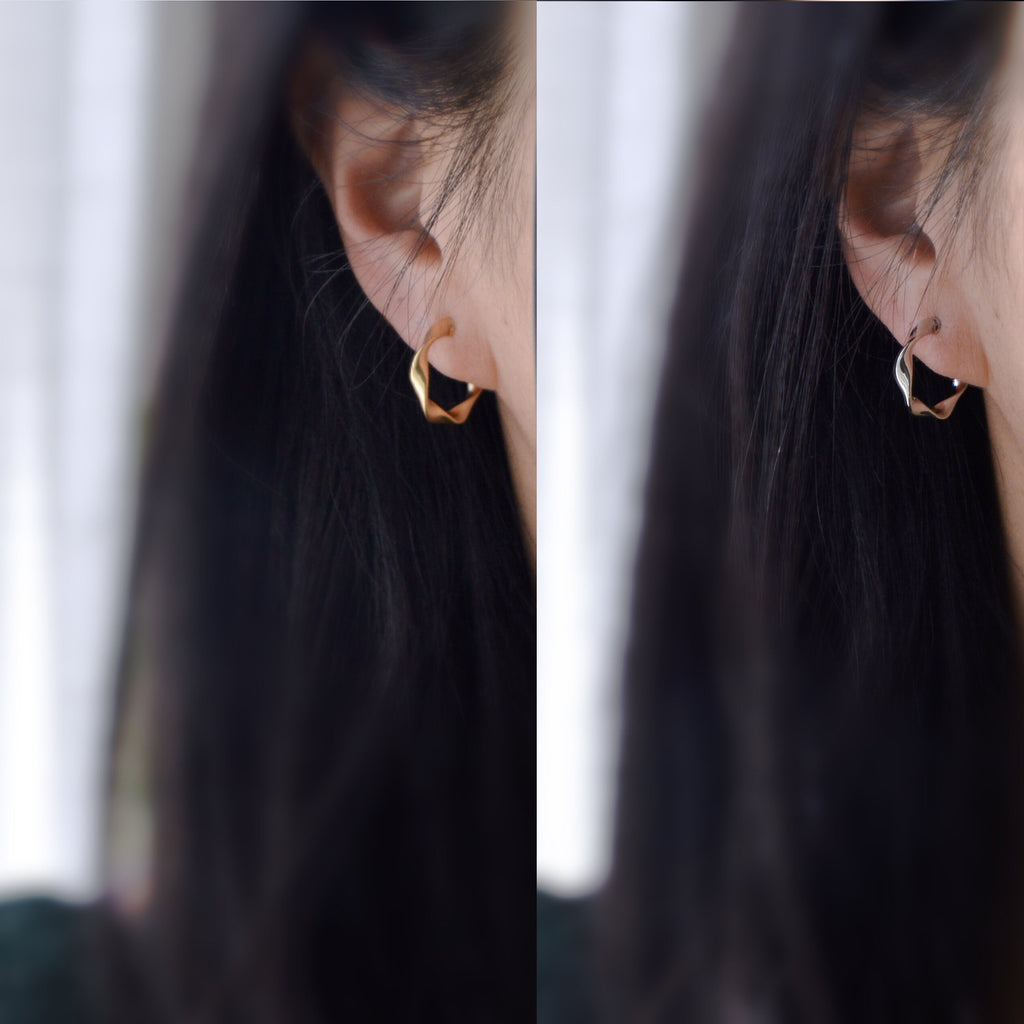 SANS DOULEUR ! 20mm Boucles d'oreilles CLIPS U Cercle torsadé Or Mat / Argent / Argent Mat. Clips d'oreilles confortable Boucles Délicates