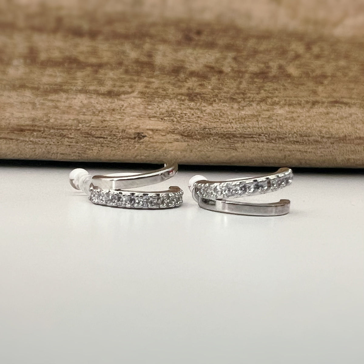 Boucles d'oreilles Clips INVISIBLES Double demi-cercle couleur Or / Argent Zircon Clips d'oreilles confortable bijoux minimaliste quotidien.