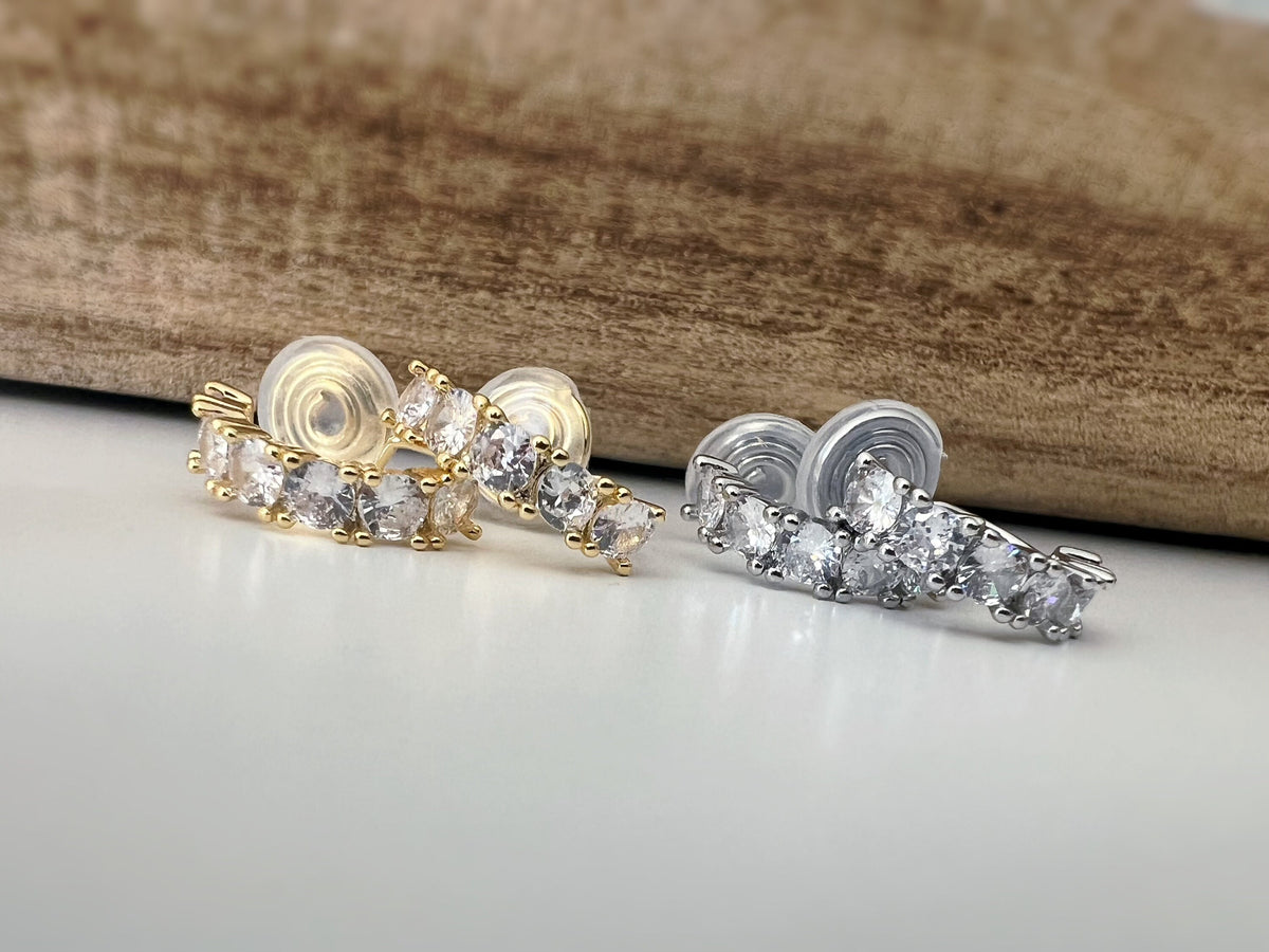 SANS DOULEUR ! Boucles d'oreilles CLIPS U spirale Cercle Petit Pierres Zircon Rond couleur Or / Argent. Clips d'oreilles confortable.