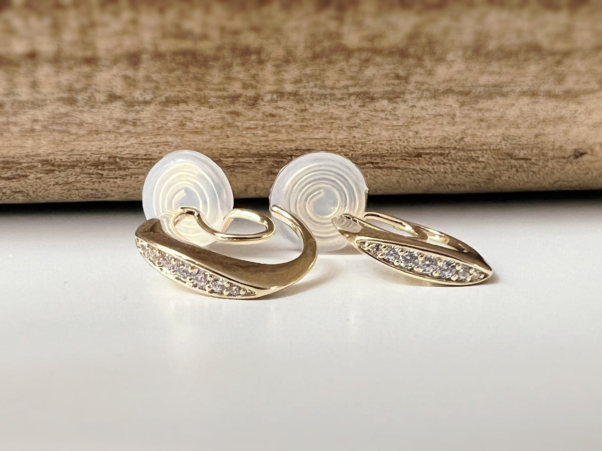 SANS DOULEUR ! Boucles d'oreilles CLIPS U spirale Demi-cercle Mini Pierres Zircon Rond plaqué d'Or. Clips d'oreilles confortable.