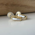 SANS DOULEUR ! Boucles d'oreilles CLIPS U spirale Or Petit carré en nacre blanc petit Coeur creux. Clips d'oreilles confortable Délicates