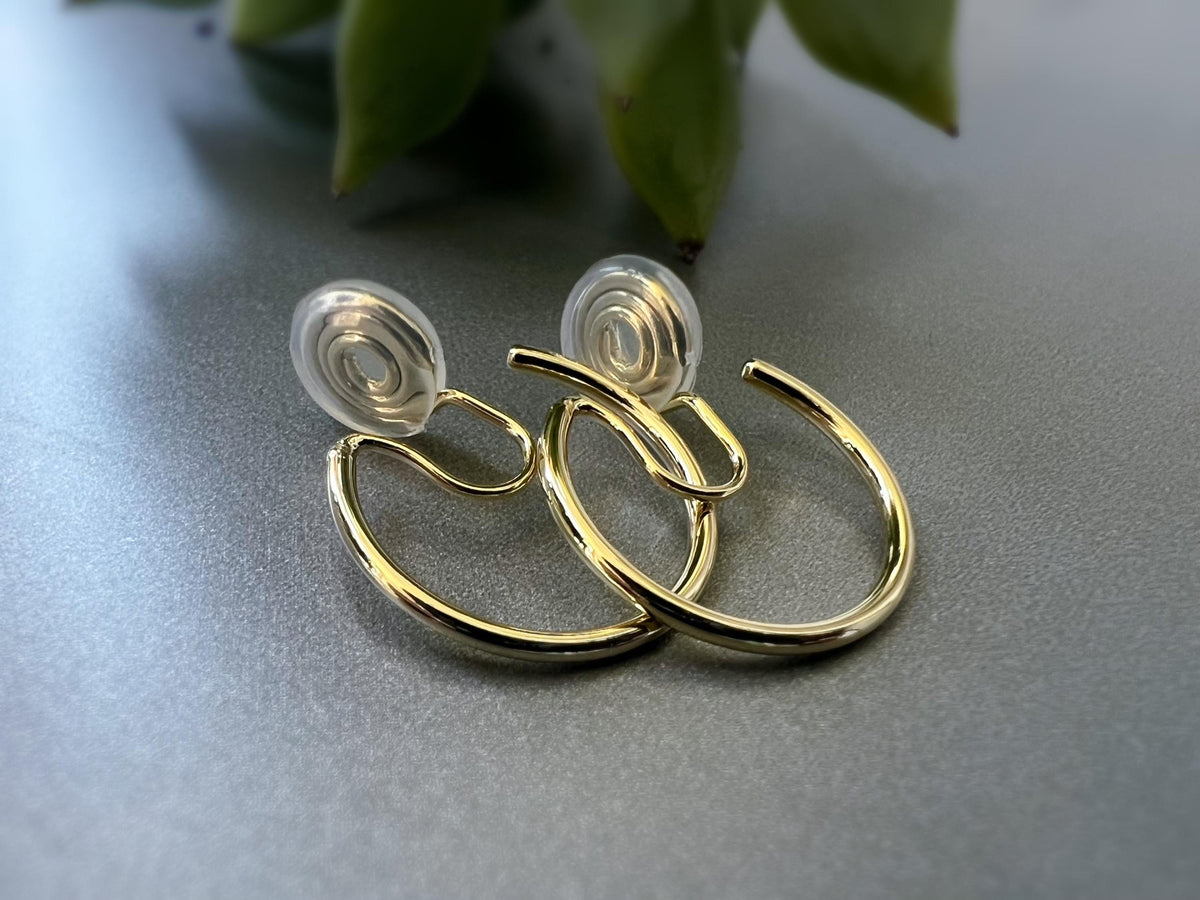 SANS DOULEUR ! Boucles d'oreilles CLIPS U spirale Cercle couleur Or /Argent. Clips d'oreilles confortable Boucles Délicates