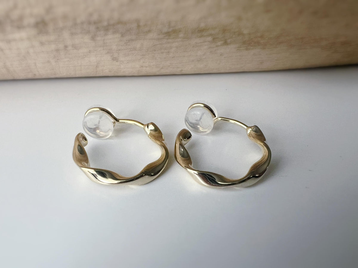 SANS DOULEUR ! 20mm Boucles d'oreilles CLIPS U Cercle torsadé Or Mat / Argent / Argent Mat. Clips d'oreilles confortable Boucles Délicates
