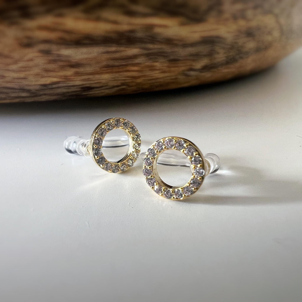 Mini CLIPS d'oreilles invisibles, Mini Cercle Or / Argent Zircon, Boucles d'oreilles clips confortable délicat minimaliste