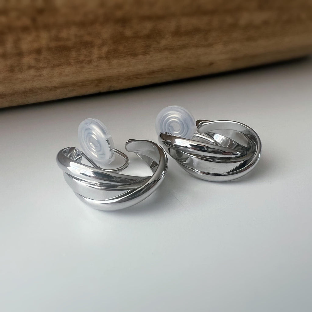 SANS DOULEUR ! 20MM Boucles d'oreilles CLIPS U spirale Cercle torsadé Or /Argent Clips d'oreilles confortable Boucles Délicates