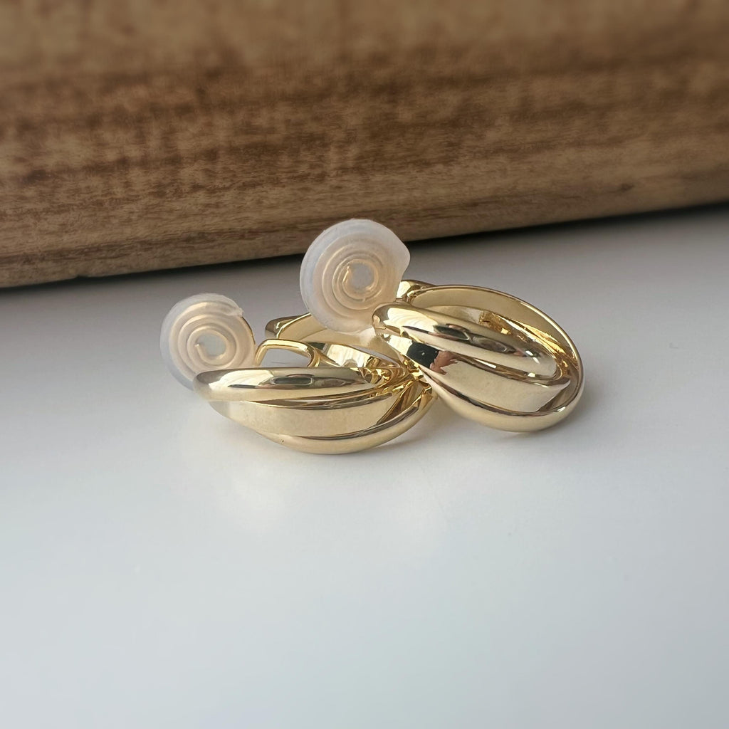 SANS DOULEUR ! 20MM Boucles d'oreilles CLIPS U spirale Cercle torsadé Or /Argent Clips d'oreilles confortable Boucles Délicates