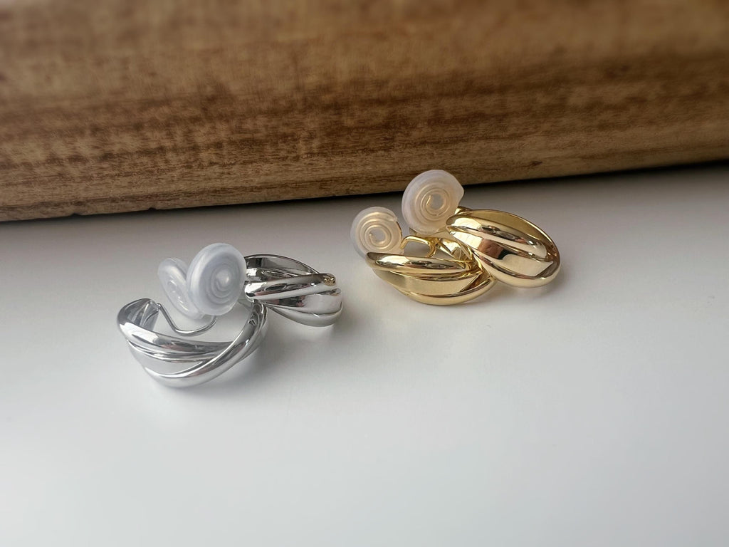SANS DOULEUR ! 20MM Boucles d'oreilles CLIPS U spirale Cercle torsadé Or /Argent Clips d'oreilles confortable Boucles Délicates
