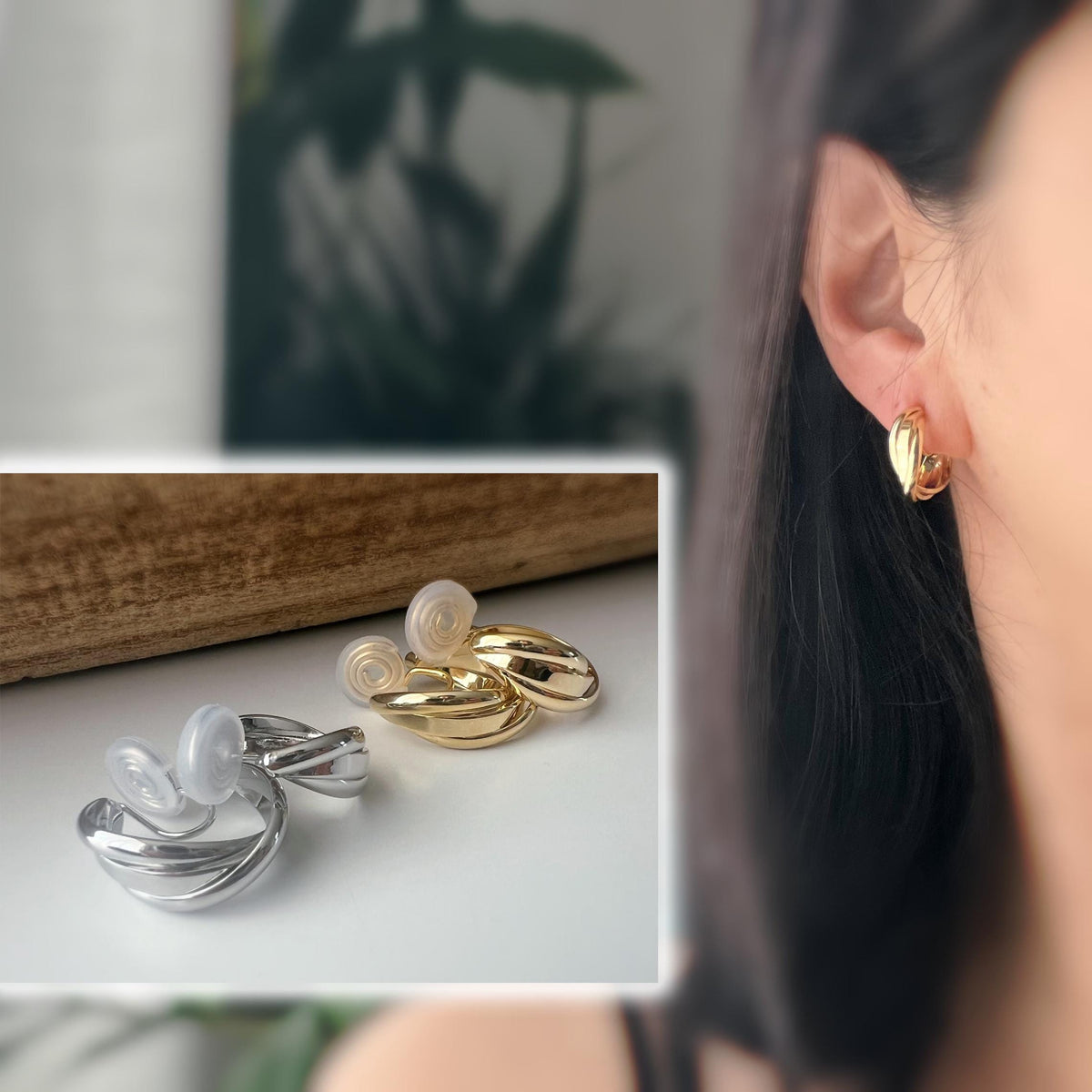 SANS DOULEUR ! 20MM Boucles d'oreilles CLIPS U spirale Cercle torsadé Or /Argent Clips d'oreilles confortable Boucles Délicates