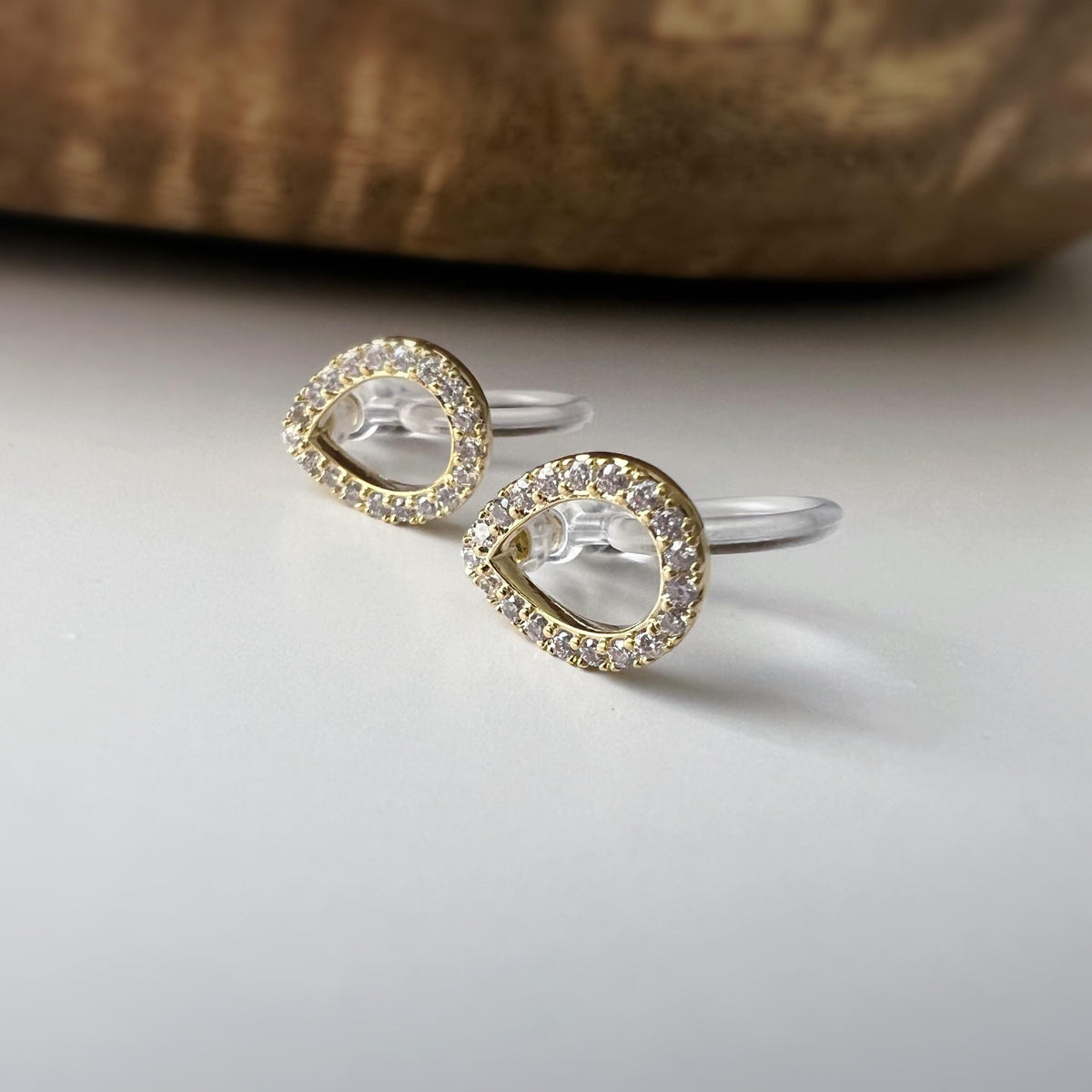 Mini CLIPS d'oreilles invisibles, Mini goutte d'eau Or / Argent Zircon, Boucles d'oreilles clips confortable délicat minimaliste
