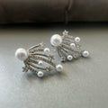 Boucles d’oreilles CLIPS élégantes façon feu d’artifice perles et zircon scintillant style raffiné sans perçage parfaites pour les occasions